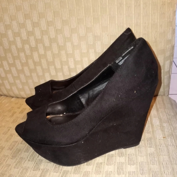 Z London Womens Peep Toe Block Heeled Platform Heels Black Size 6.5 - Picture 4 of 9